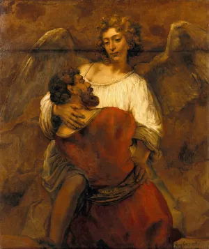 Jacob Wrestling with the Angel by Rembrandt Van Rijn Oil Painting