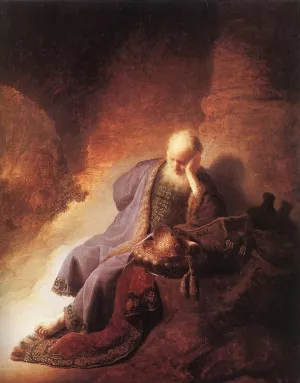 Jeremiah Lamenting the Destruction of Jerusalem painting by Rembrandt Van Rijn