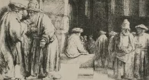 Jews Synagogue by Rembrandt Van Rijn - Oil Painting Reproduction