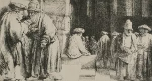 Jews Synagogue painting by Rembrandt Van Rijn