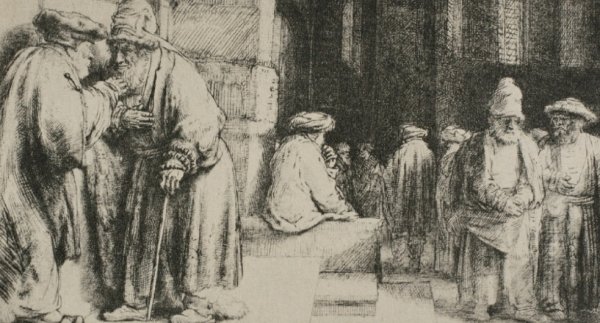 Main Product Photo of Jews Synagogue Painting by Rembrandt Van Rijn