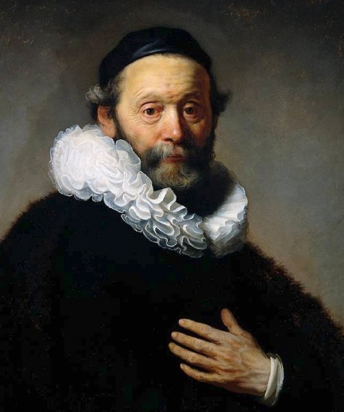 Johannes Wtenbogaert, Remonstrant Minister Detail  by Rembrandt Van Rijn - Hand-Painted Oil Painting Reproduction