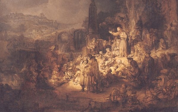 John the Baptist Preaching by Rembrandt Van Rijn - Hand-Painted Oil Painting Reproduction