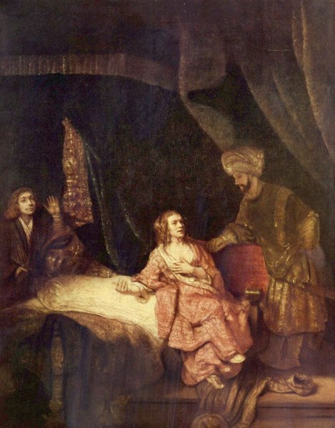 Joseph Accused by Potiphar's Wife by Rembrandt Van Rijn - Hand-Painted Oil Painting Reproduction