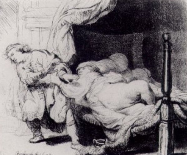 Main Product Photo of Joseph and Potiphars Wife Painting by Rembrandt Van Rijn