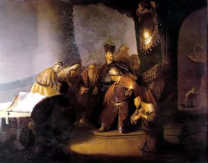 Judas Repentant, Returning the Pieces of Silver by Rembrandt Van Rijn - Oil Painting Reproduction
