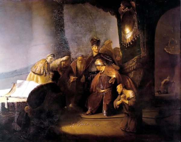 Main Product Photo of Judas Repentant, Returning the Pieces of Silver Painting by Rembrandt Van Rijn