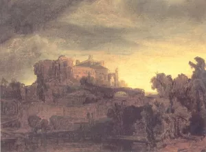 Landscape with a Castle by Rembrandt Van Rijn - Oil Painting Reproduction