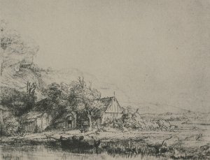 Landscape with a Cow Drinking by Rembrandt Van Rijn Oil Painting