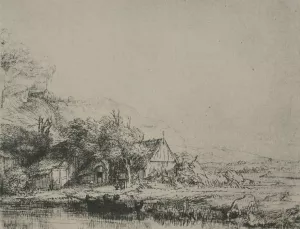 Landscape with a Cow Drinking by Rembrandt Van Rijn Oil Painting