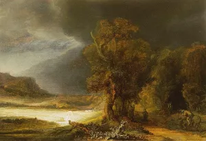 Landscape with the Good Samaritan painting by Rembrandt Van Rijn