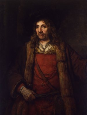Man in a Fur-lined Coat by Rembrandt Van Rijn Oil Painting