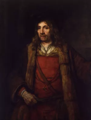 Man in a Fur-lined Coat by Rembrandt Van Rijn Oil Painting