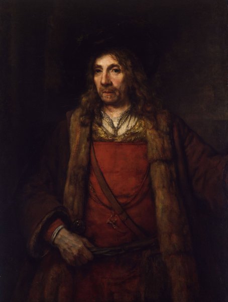 Man in a Fur-lined Coat by Rembrandt Van Rijn - Hand-Painted Oil Painting Reproduction