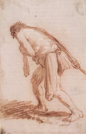 Man Pulling a Rope by Rembrandt Van Rijn - Oil Painting Reproduction