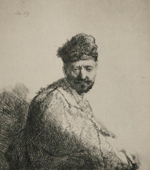 Man with a Short Beard and Embroidered Cloak by Rembrandt Van Rijn Oil Painting