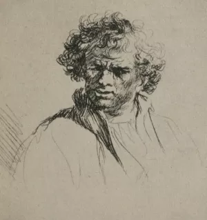 Man with Curly Hair Oil painting by Rembrandt Van Rijn