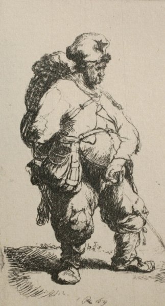 Mans Standing Towards the Right by Rembrandt Van Rijn - Hand-Painted Oil Painting Reproduction