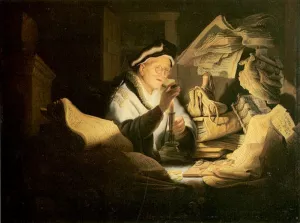 Moneychanger painting by Rembrandt Van Rijn