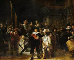 Night Watch, Militia Company of District II under the Command of Captain Frans Banninck Cocq by Rembrandt Van Rijn Oil Painting