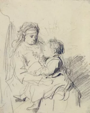 Nurse and an Eating Child by Rembrandt Van Rijn - Oil Painting Reproduction