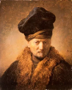 Old Man in Fur Coat by Rembrandt Van Rijn - Oil Painting Reproduction