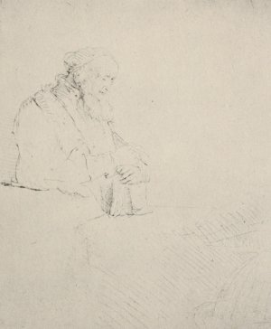 Old Man Resting His Hands Upon a Book Oil painting by Rembrandt Van Rijn