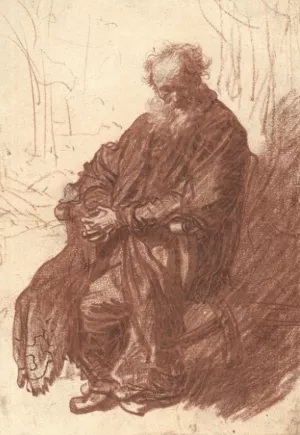 Old Man Seated in an Armchair, Full-Length by Rembrandt Van Rijn - Oil Painting Reproduction