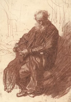 Old Man Seated in an Armchair, Full-Length Oil painting by Rembrandt Van Rijn