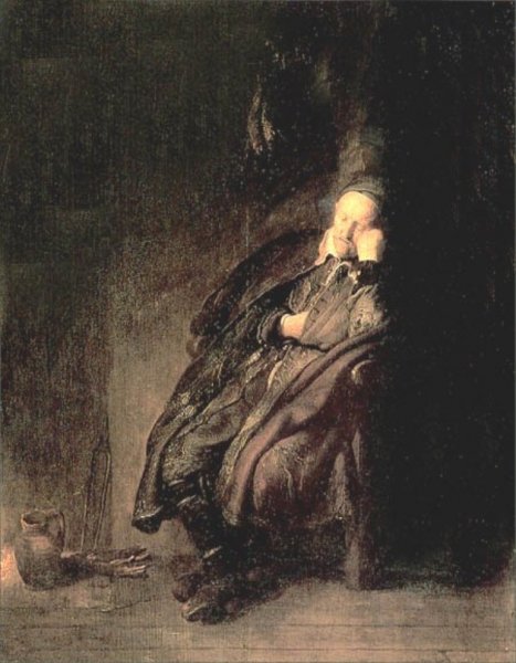 Old Man Sleeping by Rembrandt Van Rijn - Hand-Painted Oil Painting Reproduction