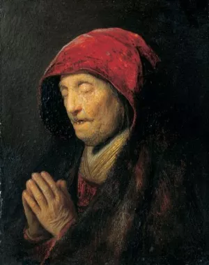 Old Woman in Prayer Oil painting by Rembrandt Van Rijn