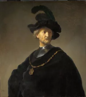 Older Man with a Black Beret Oil painting by Rembrandt Van Rijn