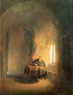 Philosopher Reading painting by Rembrandt Van Rijn