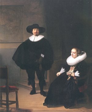 Portrait of a Couple in an Interior by Rembrandt Van Rijn Oil Painting
