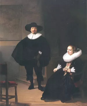 Portrait of a Couple in an Interior by Rembrandt Van Rijn - Oil Painting Reproduction