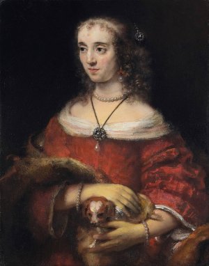 Portrait of a Lady with a Lap Dog by Rembrandt Van Rijn Oil Painting