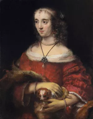 Portrait of a Lady with a Lap Dog by Rembrandt Van Rijn Oil Painting