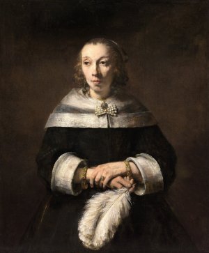 Portrait of a Lady with an Ostrich Feather Fan by Rembrandt Van Rijn Oil Painting