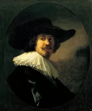 Portrait of a Man in a Broad-Brimmed Hat by Rembrandt Van Rijn Oil Painting
