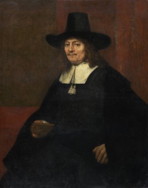 Portrait of a Man in a Tall Hat by Rembrandt Van Rijn Oil Painting