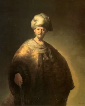 Portrait of a Man in Oriental Garment by Rembrandt Van Rijn - Oil Painting Reproduction