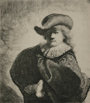 Portrait of Rembrandt with Broad Hat by Rembrandt Van Rijn Oil Painting