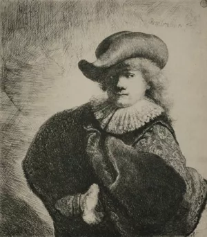 Portrait of Rembrandt with Broad Hat painting by Rembrandt Van Rijn