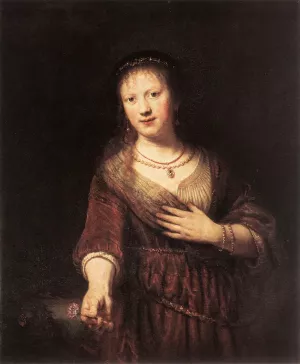 Portrait of Saskia with a Flower Oil painting by Rembrandt Van Rijn