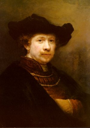 Portrait of the Artist in a Flat Cap by Rembrandt Van Rijn Oil Painting