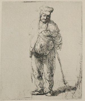 Ragged Peasant with His Hands Behind Him Oil painting by Rembrandt Van Rijn