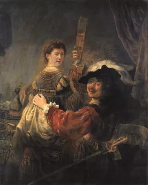 Rembrandt and Saskia in the Scene of the Prodigal Son in the Tavern by Rembrandt Van Rijn - Oil Painting Reproduction
