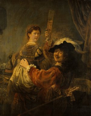 Rembrandt and Saskia in the Scene of the Prodigal Son by Rembrandt Van Rijn Oil Painting