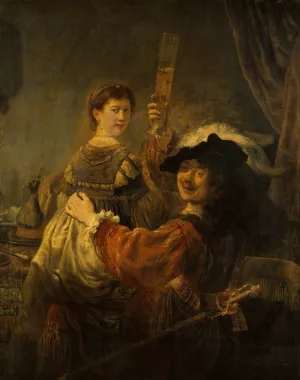 Rembrandt and Saskia in the Scene of the Prodigal Son by Rembrandt Van Rijn Oil Painting