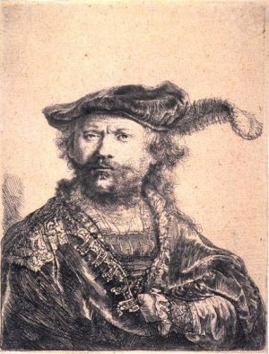 Rembrandt in Velvet Cap and Plume by Rembrandt Van Rijn Oil Painting